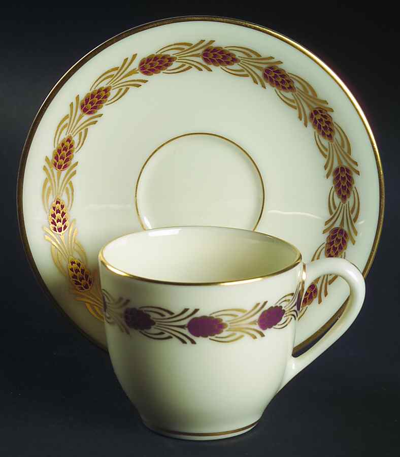 Pinehurst Maroon Flat Demitasse Cup & Saucer Set by Lenox-1