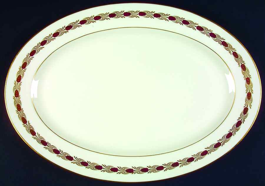 Pinehurst Maroon 16" Oval Serving Platter by Lenox-1