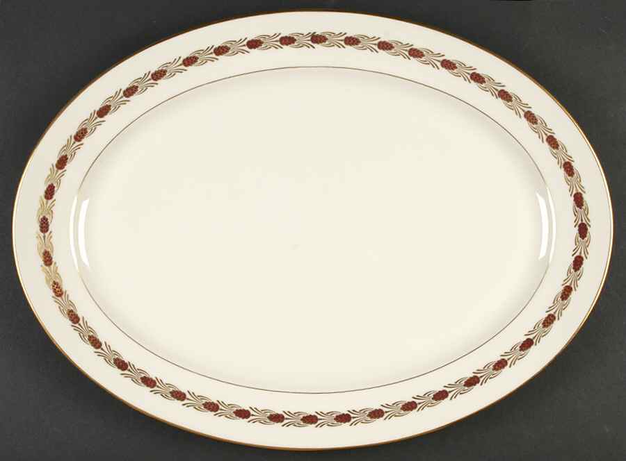 Pinehurst Maroon 17" Oval Serving Platter by Lenox-1