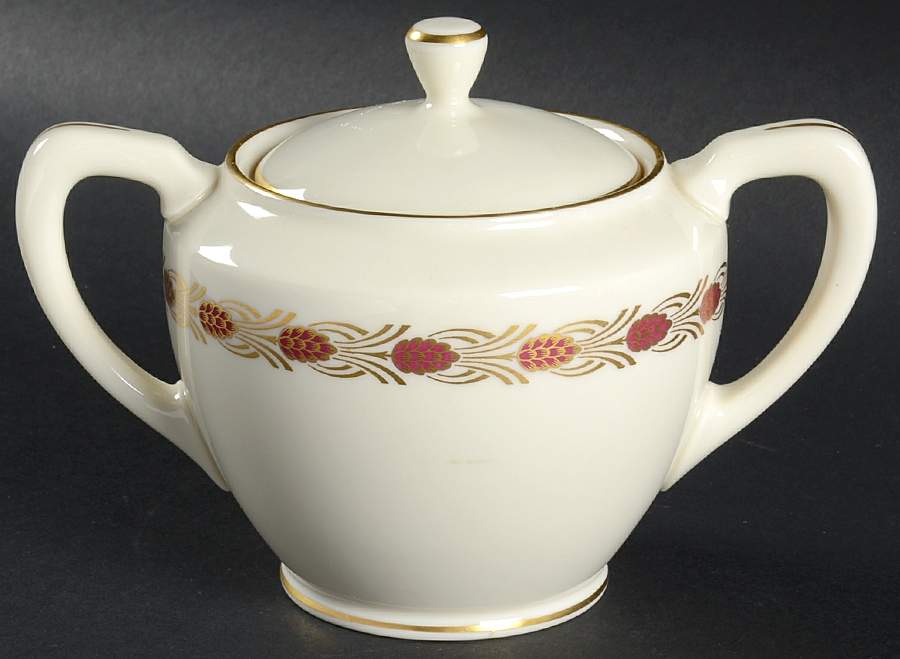 Pinehurst Maroon Sugar Bowl & Lid by Lenox-1