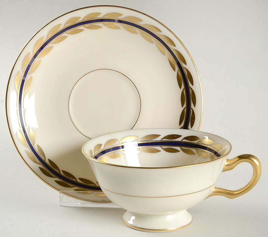 Platina Blue Footed Cup & Saucer Set by Lenox-1