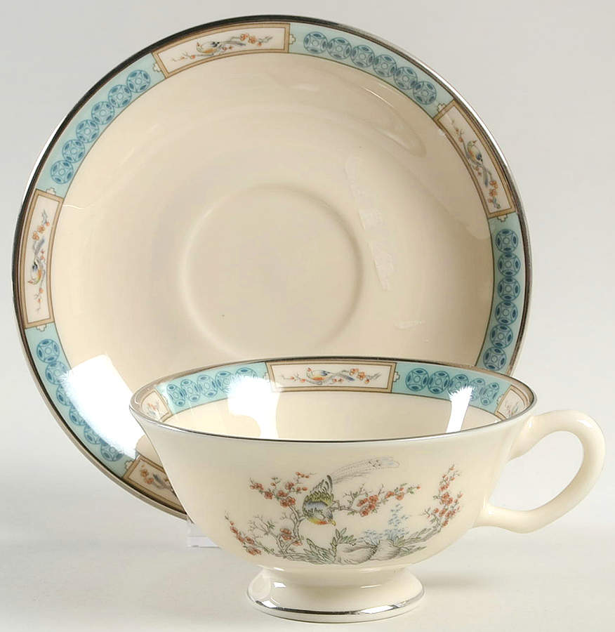 Plum Blossoms Footed Cup & Saucer Set by Lenox-1