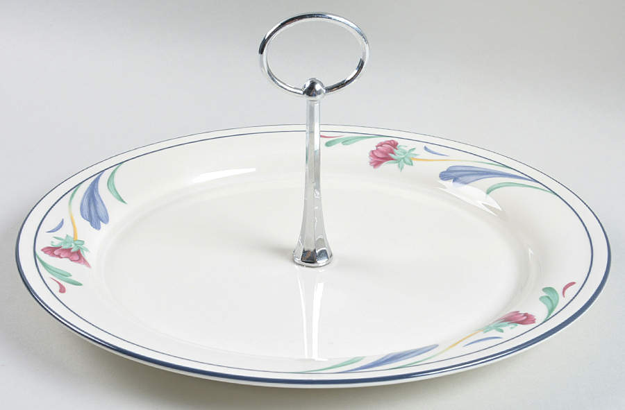 Poppies On Blue Round Serving Plate with Handle (DP) by Lenox-1