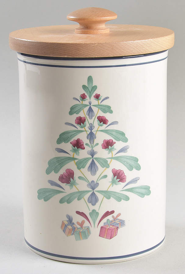 Poppies On Blue Christmas Cookie Jar & Lid by Lenox-1