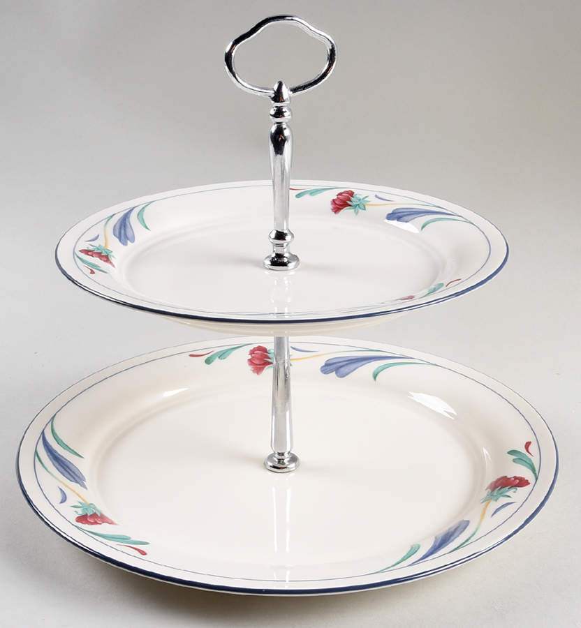 Poppies On Blue 2 Tiered Serving Tray (Dinner & Salad Plate) by Lenox-1