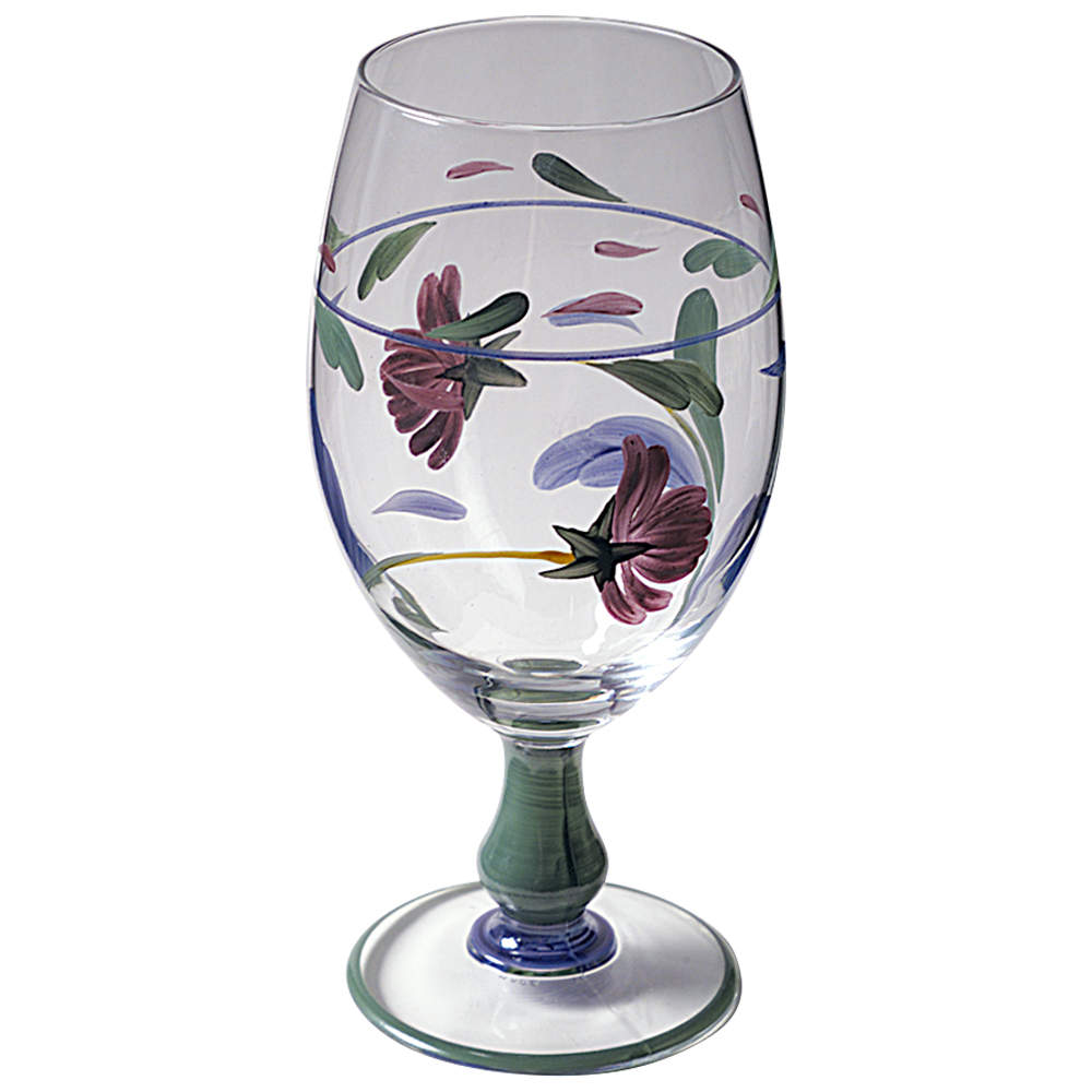 Poppies On Blue Handpainted Glassware Goblet by Lenox-1