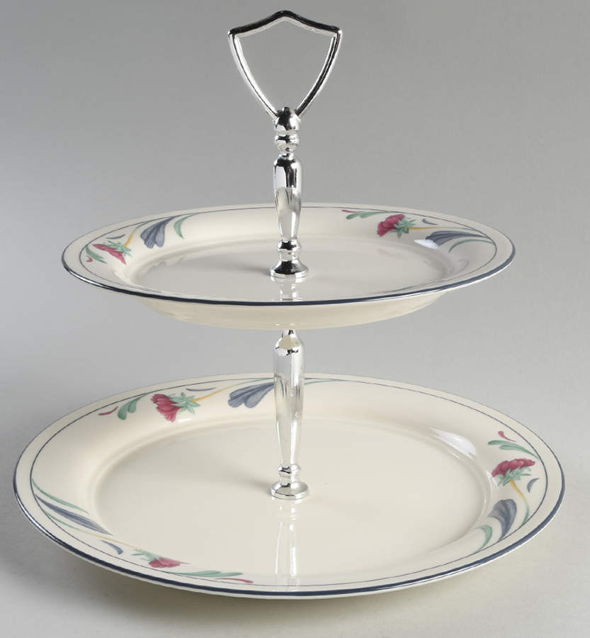 Poppies On Blue 2 Tiered Serving Tray (Dinner & Salad Plate) by Lenox-1