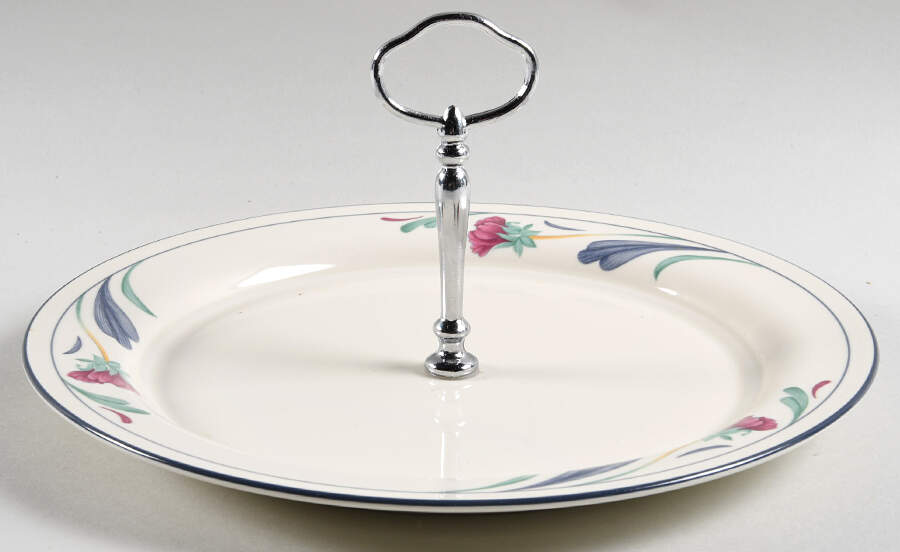 Poppies On Blue Round Serving Plate with Handle (DP) by Lenox-1