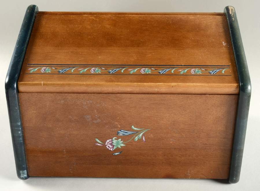 Poppies On Blue Wood Bread Box by Lenox-1