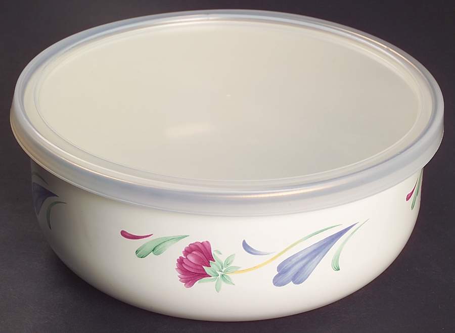 Poppies On Blue 7 3/4" Metal Bowl W/Plastic Lid by Lenox-1