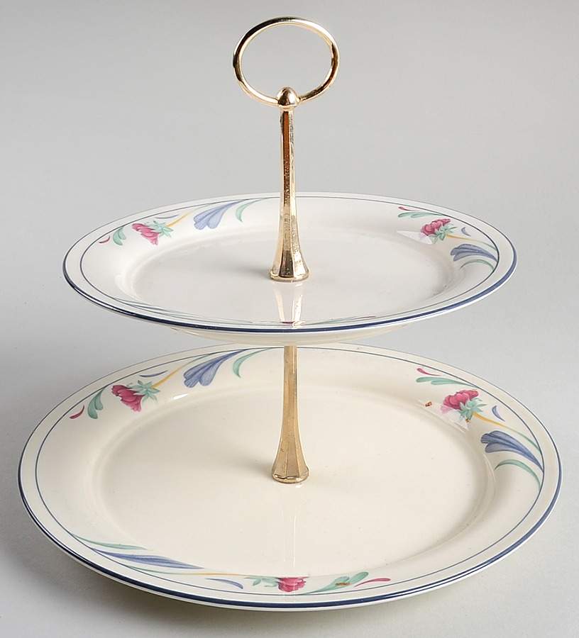 Poppies On Blue 2 Tiered Serving Tray (Dinner & Salad Plate) by Lenox-1