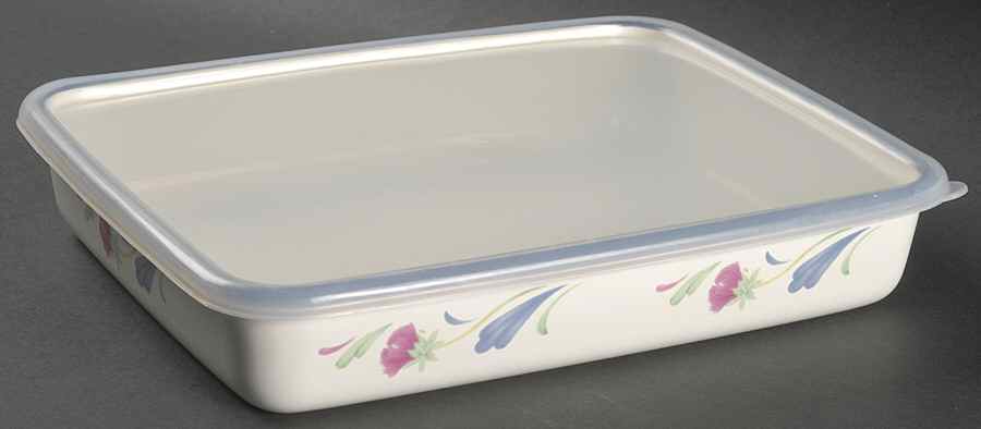 Poppies On Blue 10" Rectangular Metal Baker W/Plastic Lid by Lenox-1