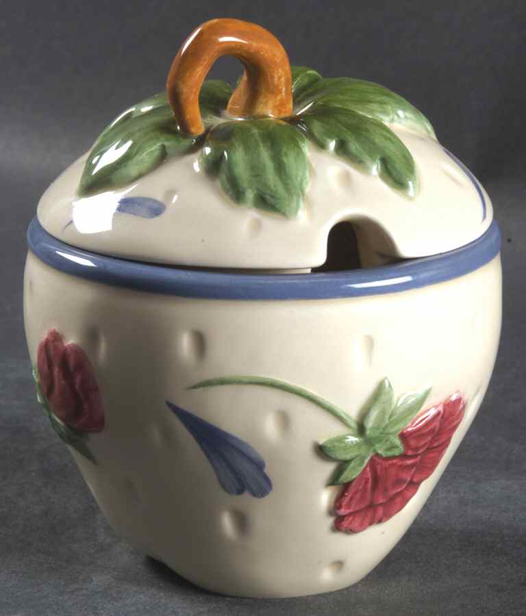 Poppies Barnyard Strawberry Shape Jam/Jelly & Lid by Lenox-1
