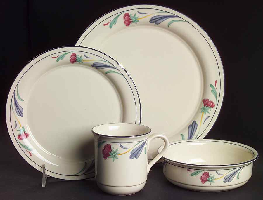 Poppies On Blue 4 Pc Place Set=Dp,Sp,Soce,Mug by Lenox-1