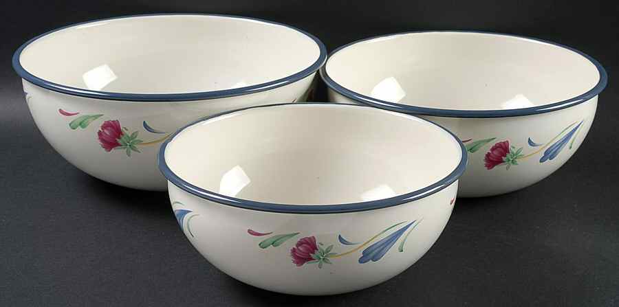 Poppies On Blue (3) Metal Mixing Bowl Set by Lenox-1