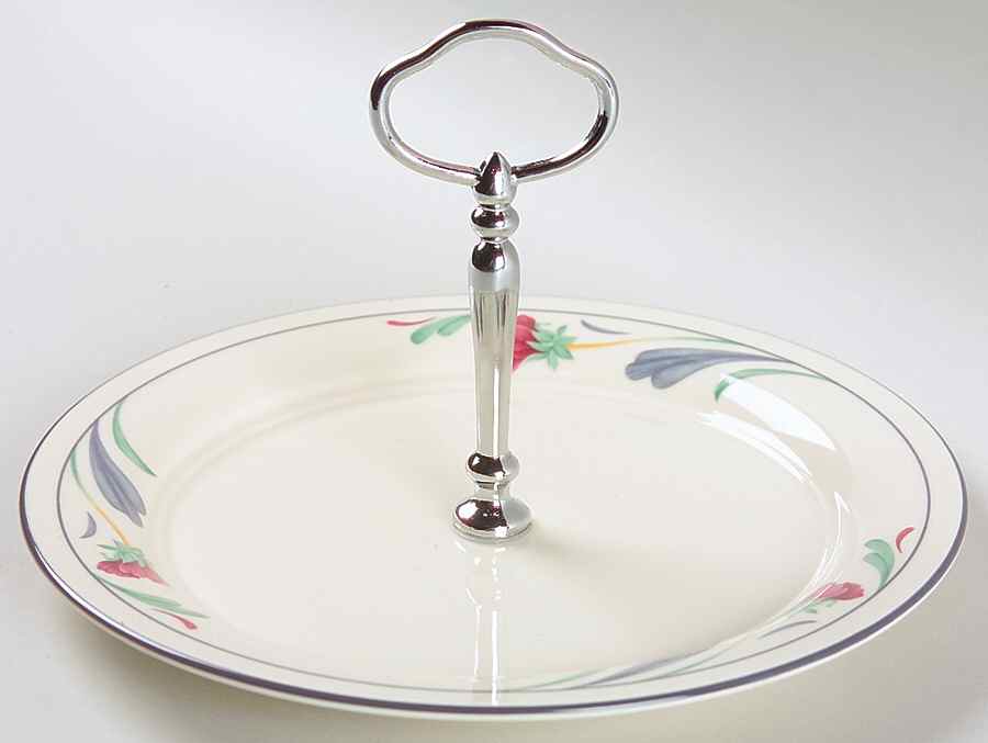 Poppies On Blue Round Serving Plate with Handle (SP) by Lenox-1