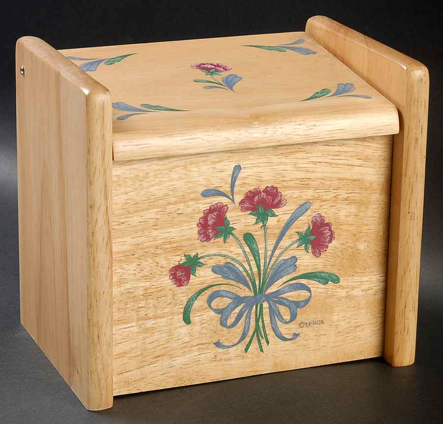 Poppies On Blue Wood Recipe Box & Lid by Lenox-1