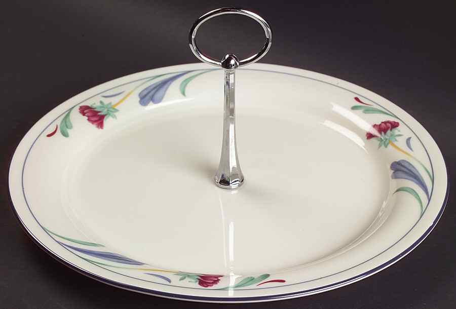 Poppies On Blue Round Serving Plate with Handle (DP) by Lenox-1