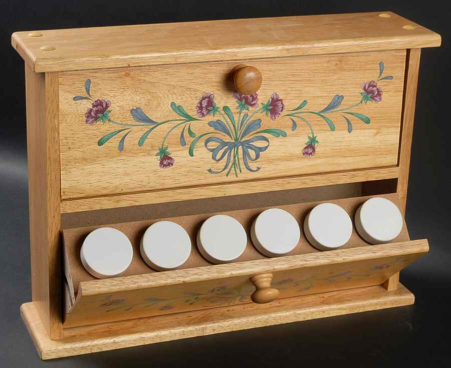 Poppies On Blue Spice Jar Set with Wood Stand by Lenox-1