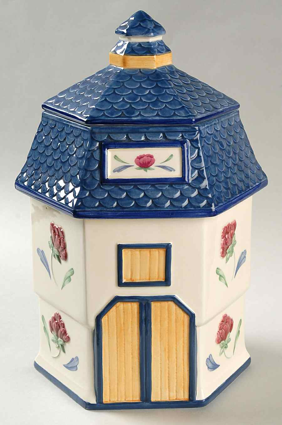 Poppies On Blue Figural Cookie Jar & Lid by Lenox-1