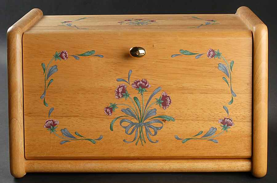 Poppies On Blue Wood Bread Box by Lenox-1