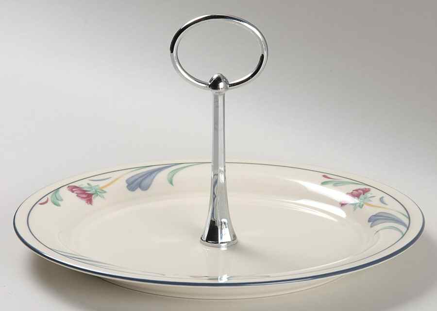 Poppies On Blue Round Serving Plate with Handle (SP) by Lenox-1