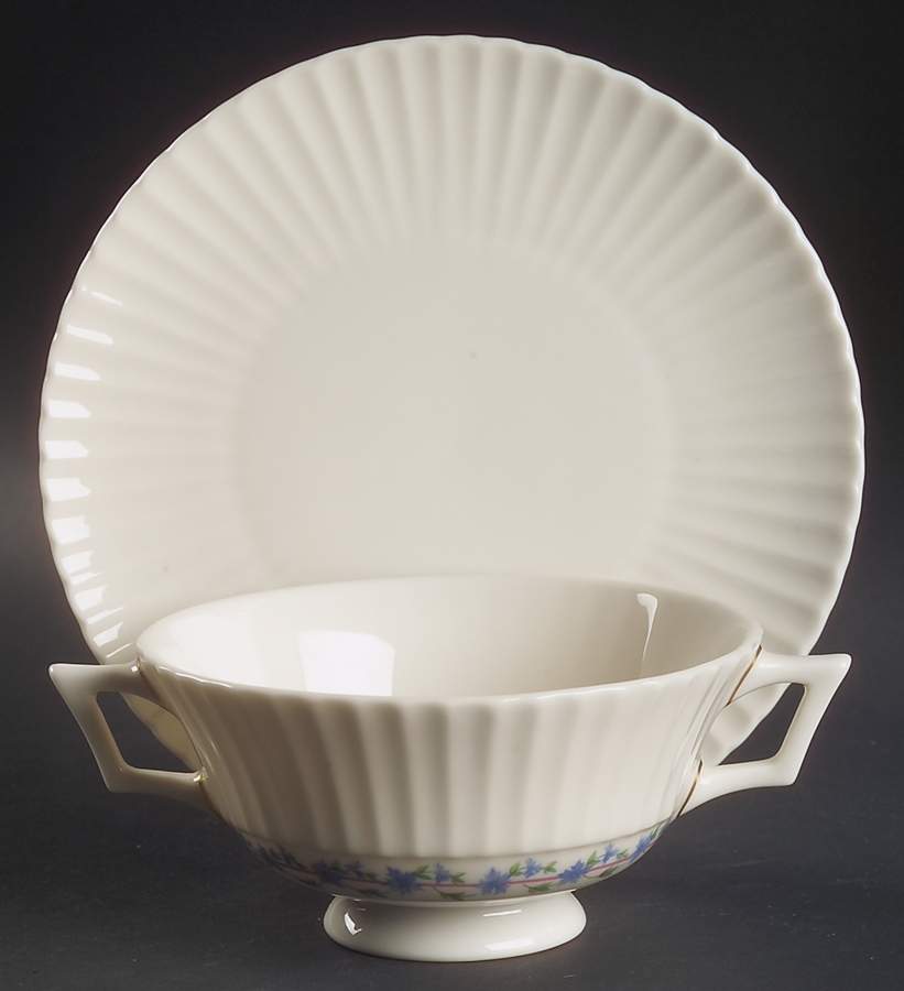 Priscilla Footed Cream Soup Bowl & Saucer Set by Lenox-1