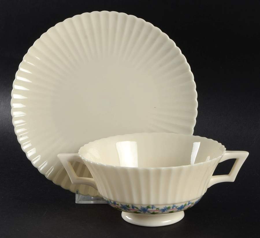 Priscilla Footed Cream Soup Bowl & Saucer Set by Lenox-1