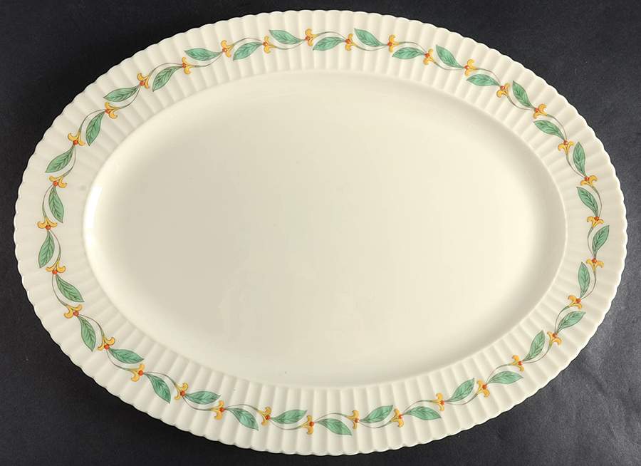 Lenore Light Blue Rim 15" Oval Serving Platter by Lenox-1