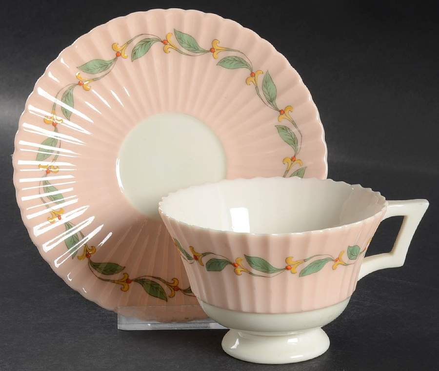 Lenore Pink Border Footed Cup & Saucer Set by Lenox-1