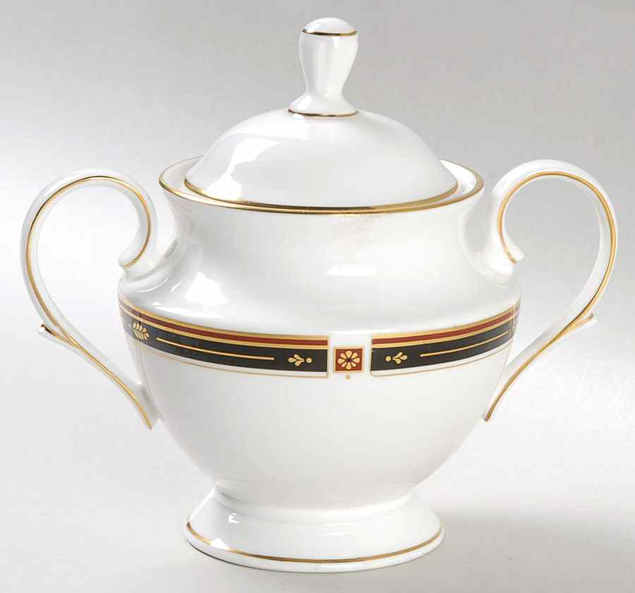 Regency Black Sugar Bowl & Lid by Lenox-1