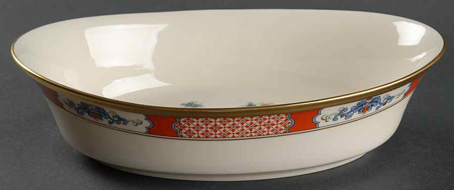 Red Lacquer 10" Oval Vegetable Bowl by Lenox-1