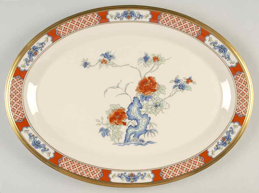 Red Lacquer 16" Oval Serving Platter by Lenox-1
