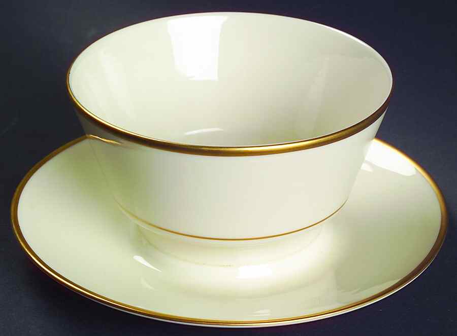 Reverie (Gold Trim) Gravy Boat with Attached Underplate by Lenox-1