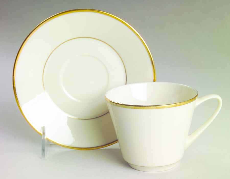 Reverie (Gold Trim) Flat Cup & Saucer Set by Lenox-1