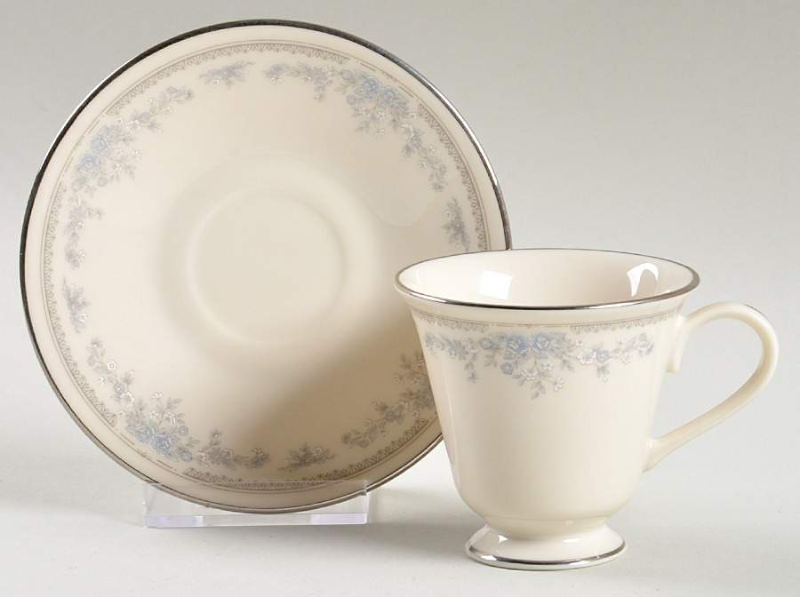 Reverie (Platinum Trim) Footed Demitasse Cup & Saucer Set by Lenox-1