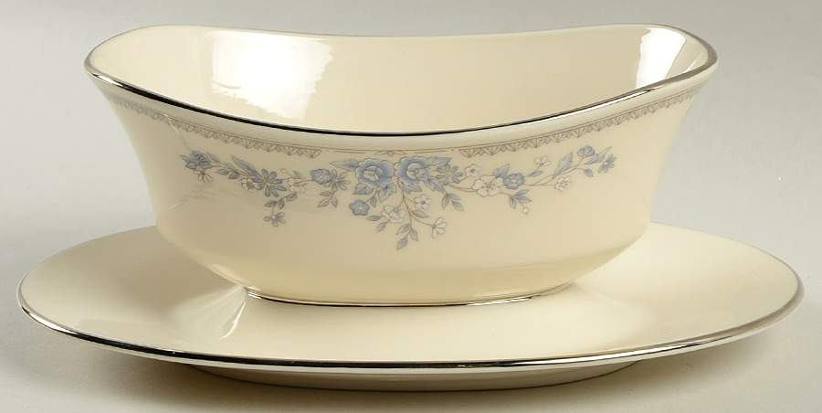 Reverie (Platinum Trim) Gravy Boat with Attached Underplate by Lenox-1