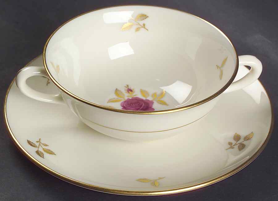 Rhodora Flat Cream Soup Bowl & Saucer Set by Lenox-1