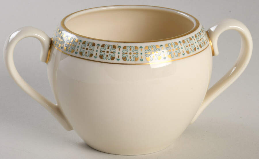 Rhythm (Turquoise & Gold) Sugar Bowl No Lid by Lenox-1