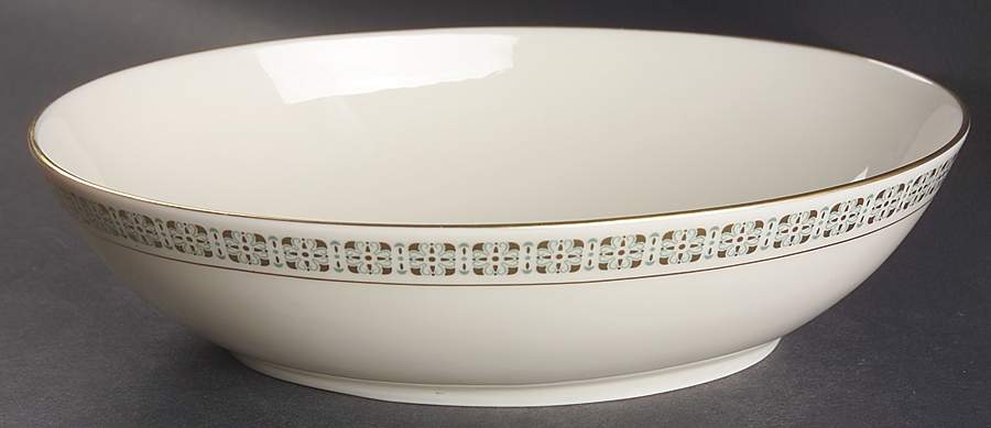 Rhythm (Turquoise & Gold) 9" Oval Vegetable Bowl by Lenox-1