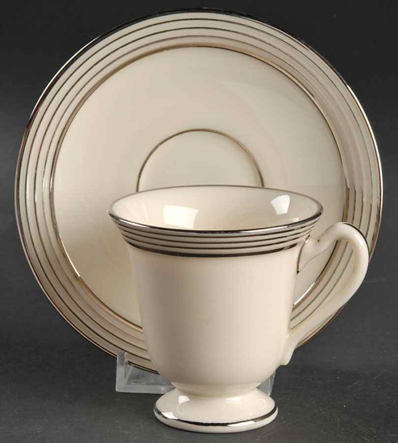 Rhythm White Footed Demitasse Cup & Saucer Set by Lenox-1