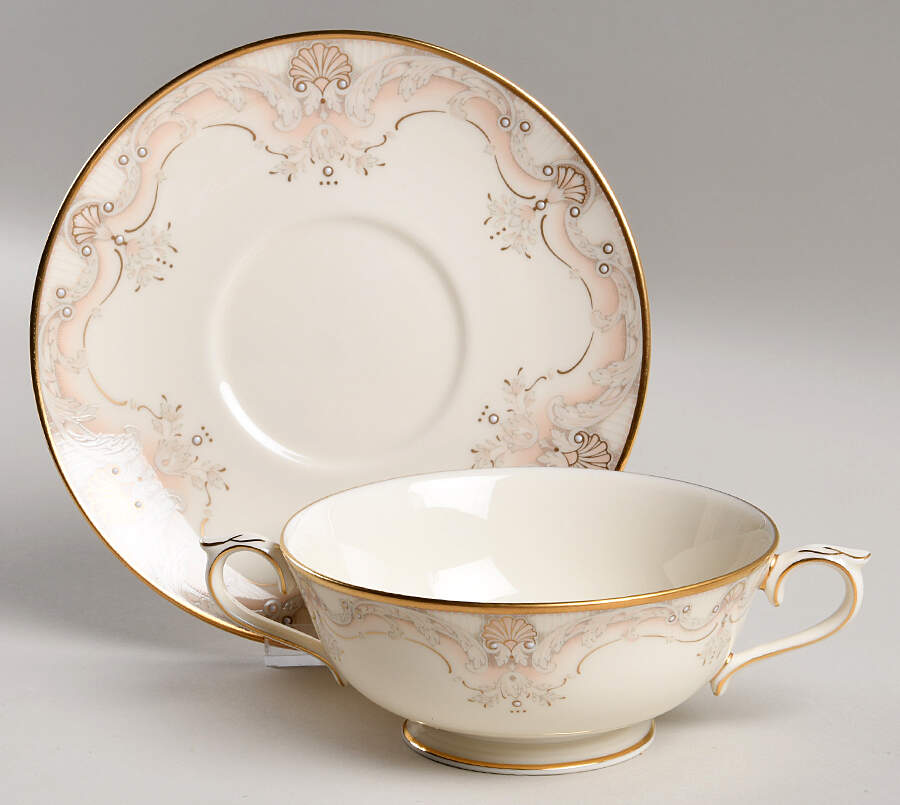 Richelieu Court Footed Cream Soup Bowl & Saucer Set by Lenox-1