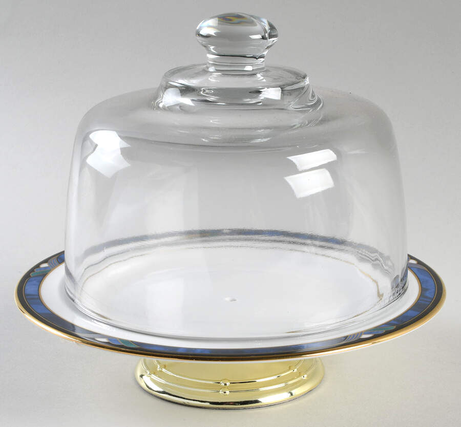 Royal Kelly 6 1/2"-7 1/2" Footed Cheese Plate w/ Glass Dome HC by Lenox-1