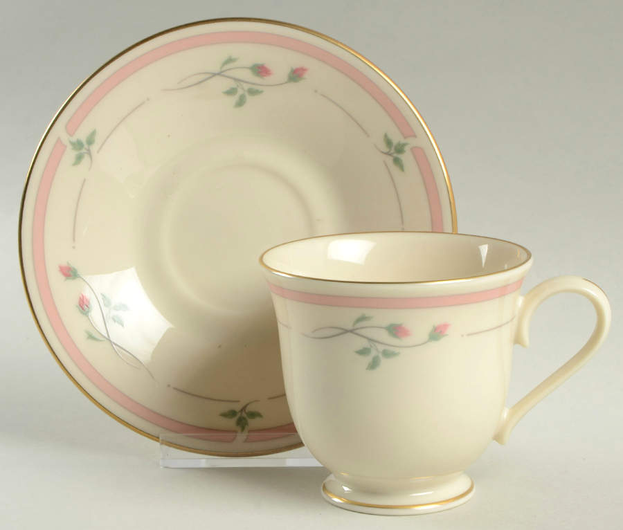 Rose Manor Pink Footed Cup & Saucer Set by Lenox-1