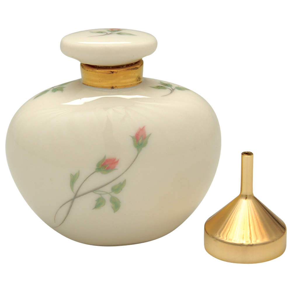 Rose Manor Pink Perfume Bottle with Stopper and Metal Funnel by Lenox-1
