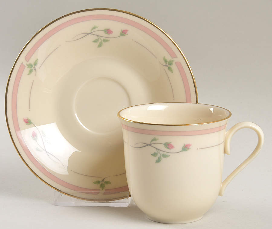 Rose Manor Pink Flat Cup & Saucer Set by Lenox-1