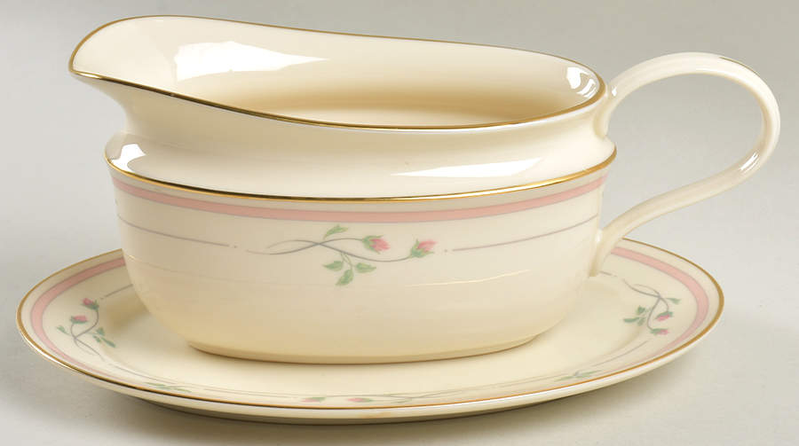 Rose Manor Pink Gravy Boat & Underplate/Relish by Lenox-1
