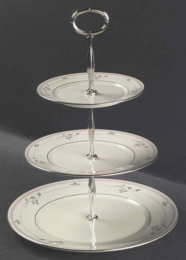 Rose Manor Pink 13 7/8"-14 1/4" 3-Tiered Serving Tray(DP,SP,BB) HC by Lenox-1