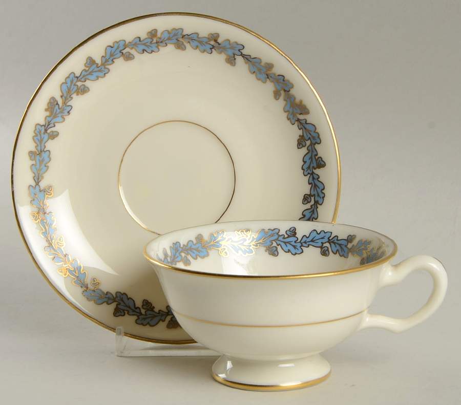 Royal Oak Light Blue Footed Cup & Saucer Set by Lenox-1