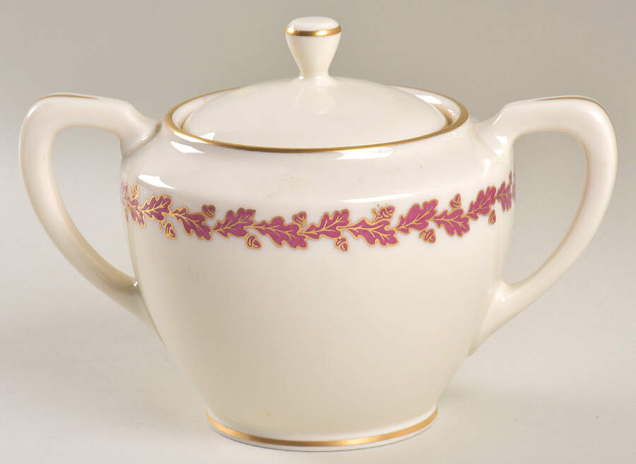 Royal Oak Maroon Sugar Bowl & Lid by Lenox-1